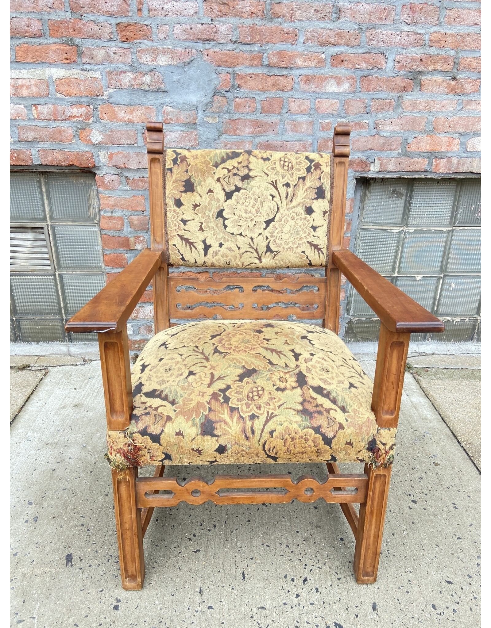 Italian Carved Walnut Armchair