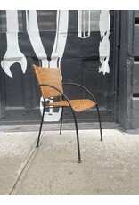 Mid Century Mod Wrought Iron & Wicker - Rattan Easy Chair