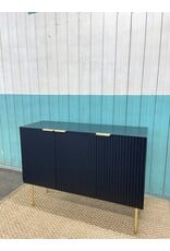 Navy Ribbed Wood Sideboard Cabinet