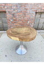 Hammered Metal & Wood End Table