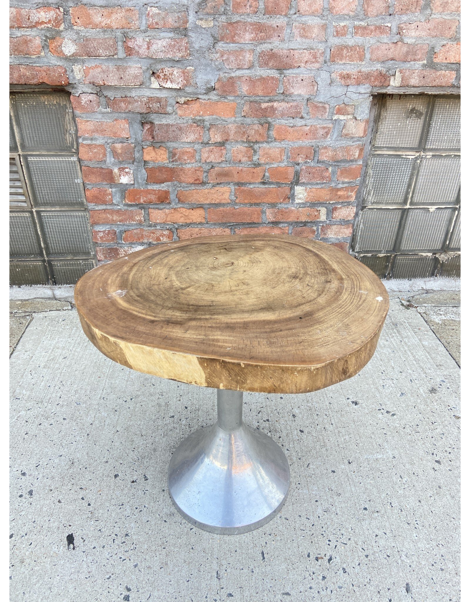 Hammered Metal & Wood End Table