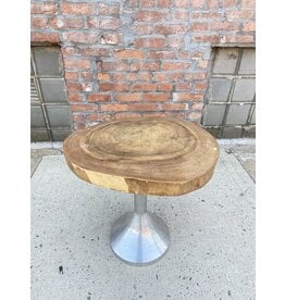 Hammered Metal & Wood End Table