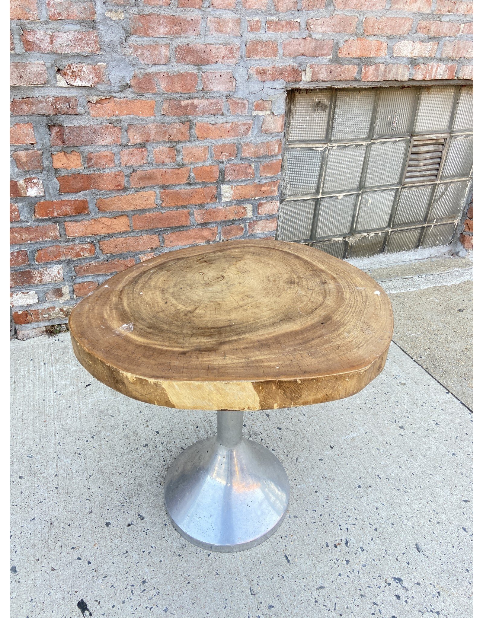 Hammered Metal & Wood End Table