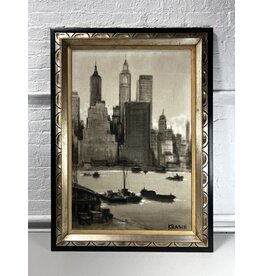 Midtown, framed oil on canvas, sgnd KRASIN