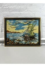 Sail Day, framed needlepoint