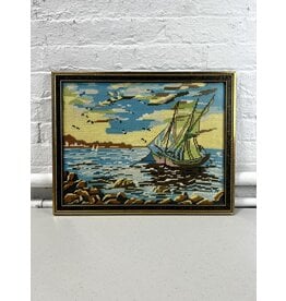 Sail Day, framed needlepoint