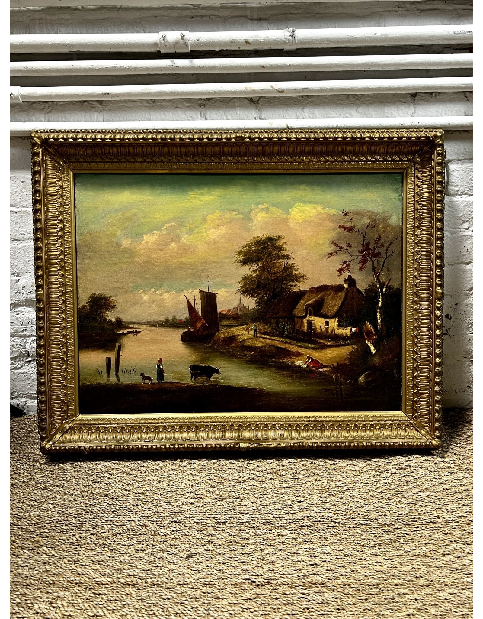 19th Century Continental Genre Painting, oil on canvas Remix Market NYC