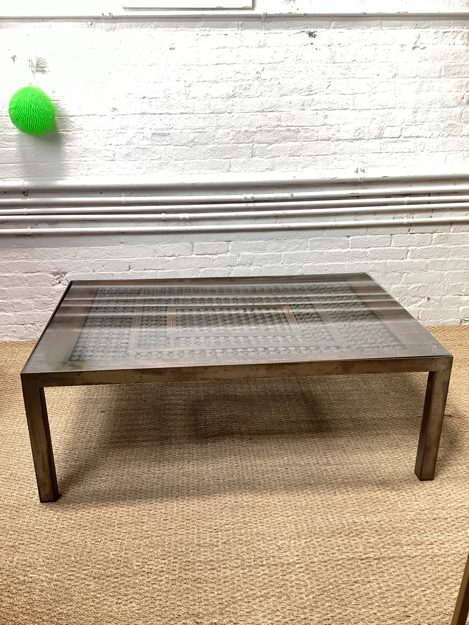 MidCentury Modern Milo Baughman Style Rectangular Coffee Table 18.25"H