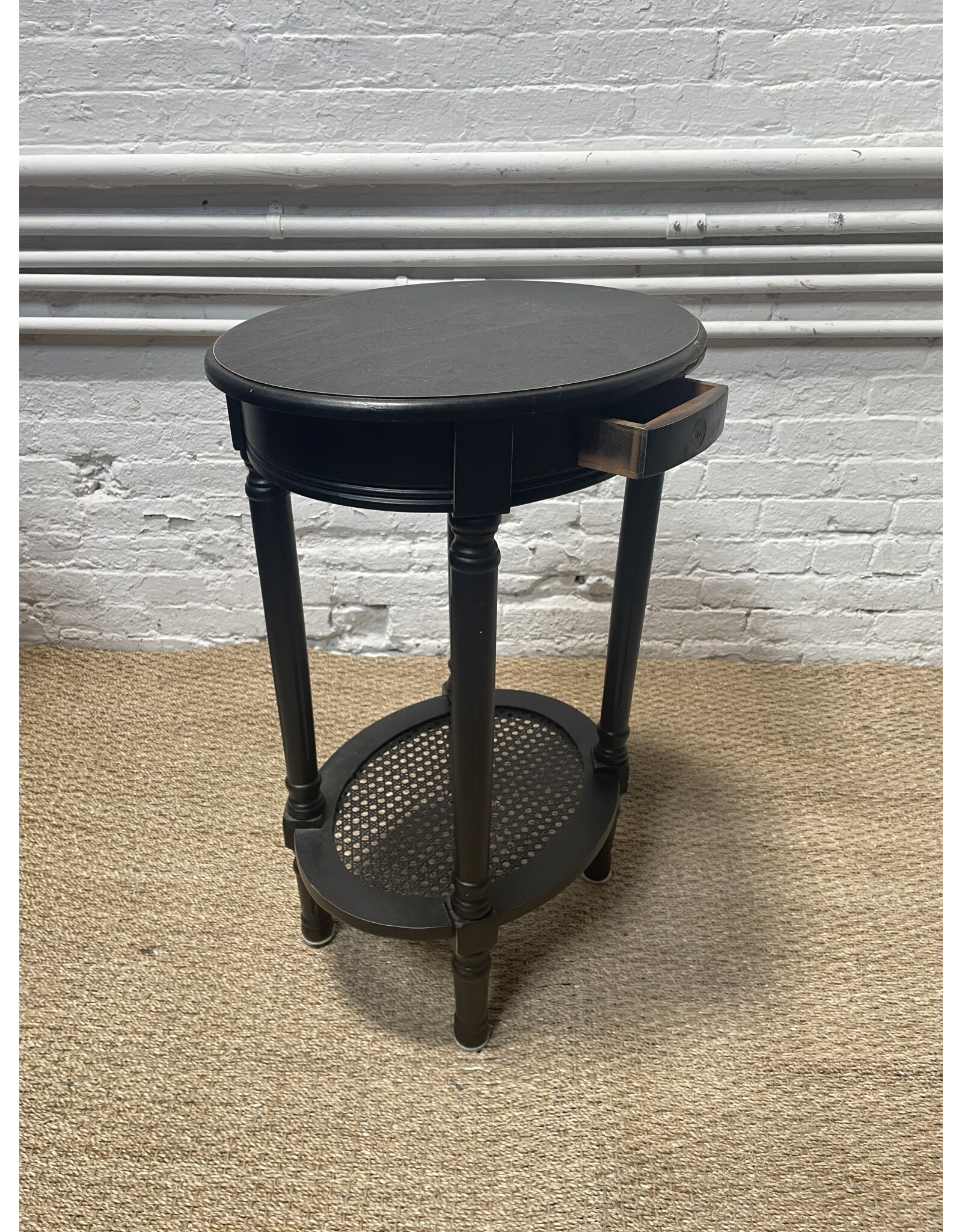 Traditional Round Distressed Black Accent Table Remix Market NYC