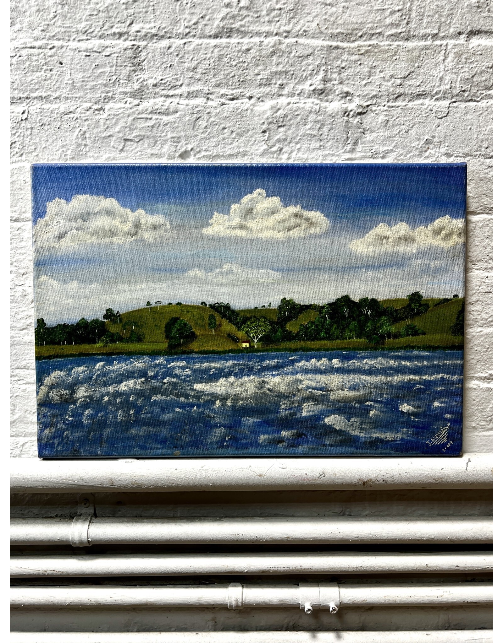 Clouds & Waves, oil on canvas, sgnd J. Aleman