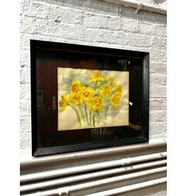 Daffodil, framed watercolor painting