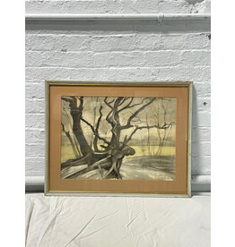 Moose Branch, framed mixed media, sgnd Atelier Vincent