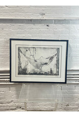 Contour Squiggled Landscape, framed ink drawing