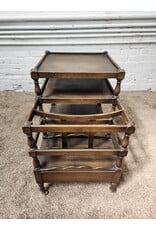 Antique Wooden Canterbury Rolling Side Table Magazine Rack