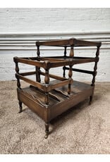 Antique Wooden Canterbury Rolling Side Table Magazine Rack