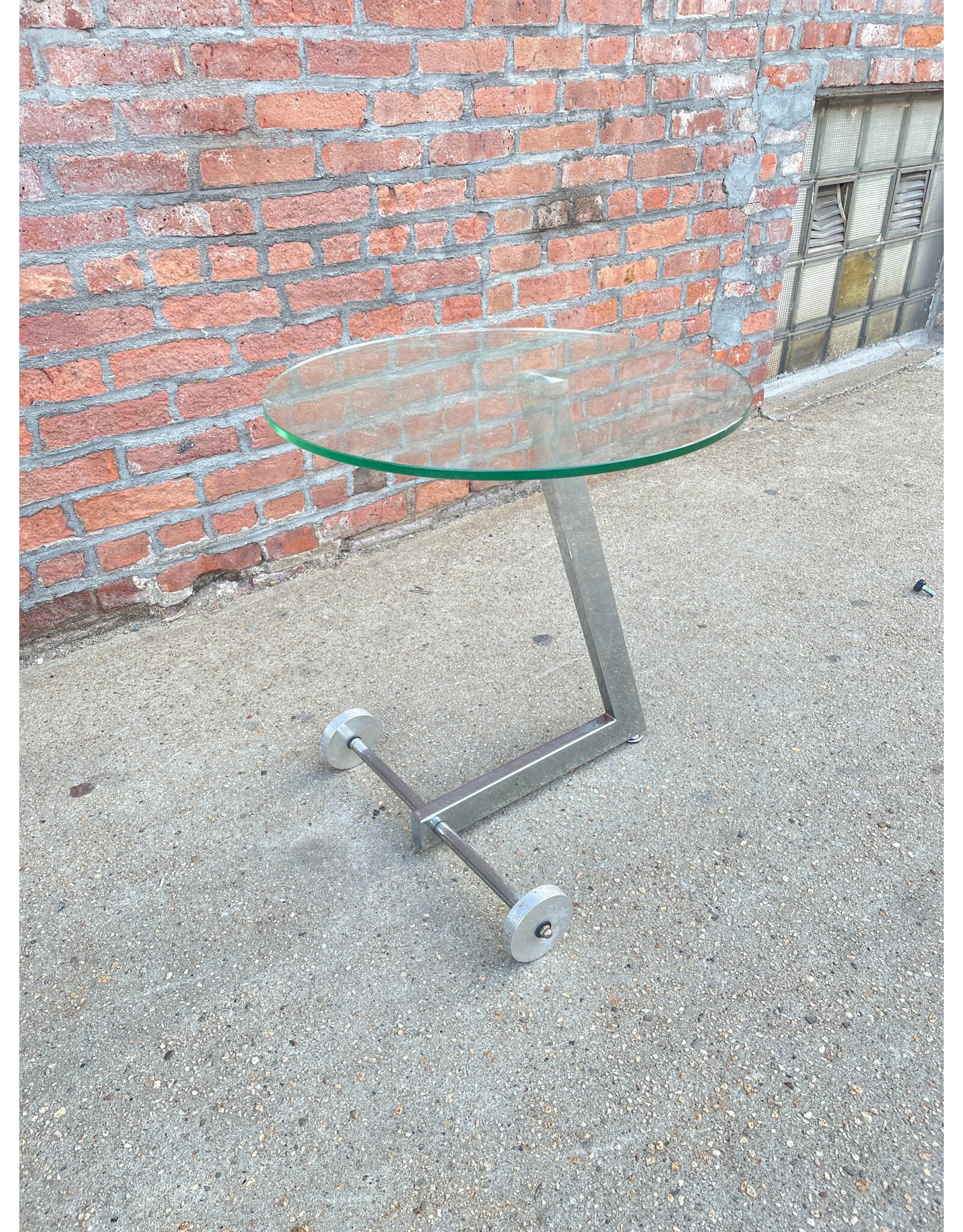BoConcept Style Glass and Metal Z Side Table