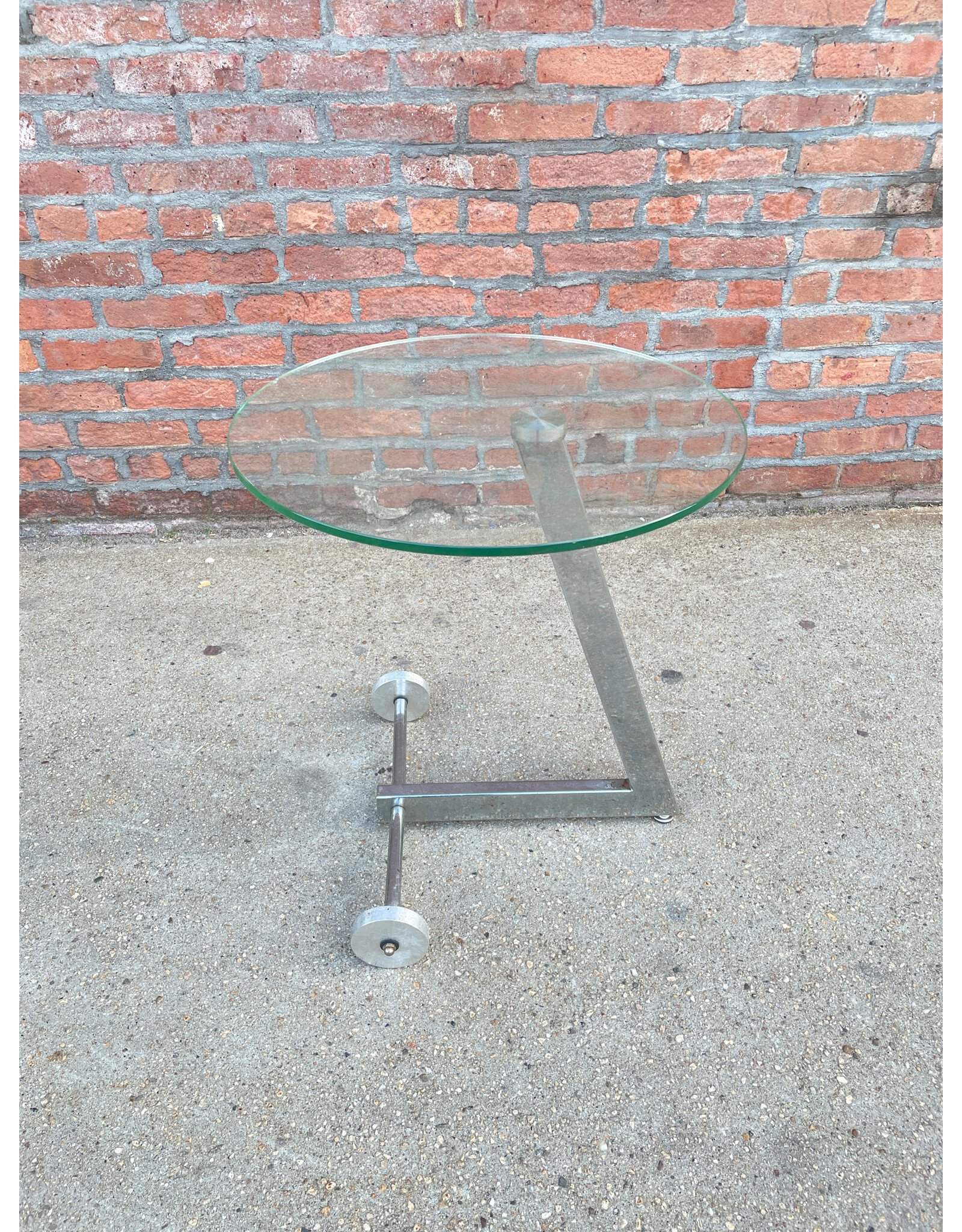 BoConcept Style Glass and Metal Z Side Table
