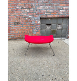Mid Century Curved Red Ottoman