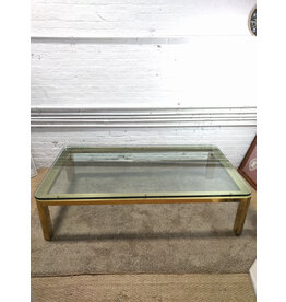Pace Collection Floating Glass Top Brass Base Mid-Century Coffee Table