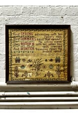Four Seasons, framed antique cross stitch