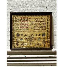 Four Seasons, framed antique cross stitch