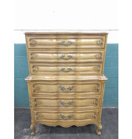French Provincial 6-Drawer Wood Highboy Dresser