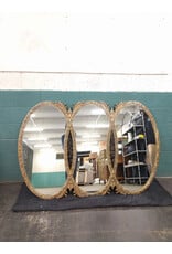 French Hollywood Regency Style Triple Oval Interlocked Wall Mirror