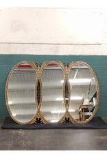 French Hollywood Regency Style Triple Oval Interlocked Wall Mirror