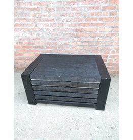 TT Transformer Table Black Oak Rectangle Wood Coffee Table with Storage for Table Panels