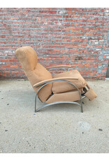 Brown Suede Mid Century Modern Tufted Reclining Upholstered Armchair