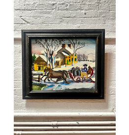 Wintertime Ride, framed oil on canvas