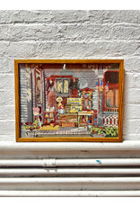 Small Storefront, framed needlepoint
