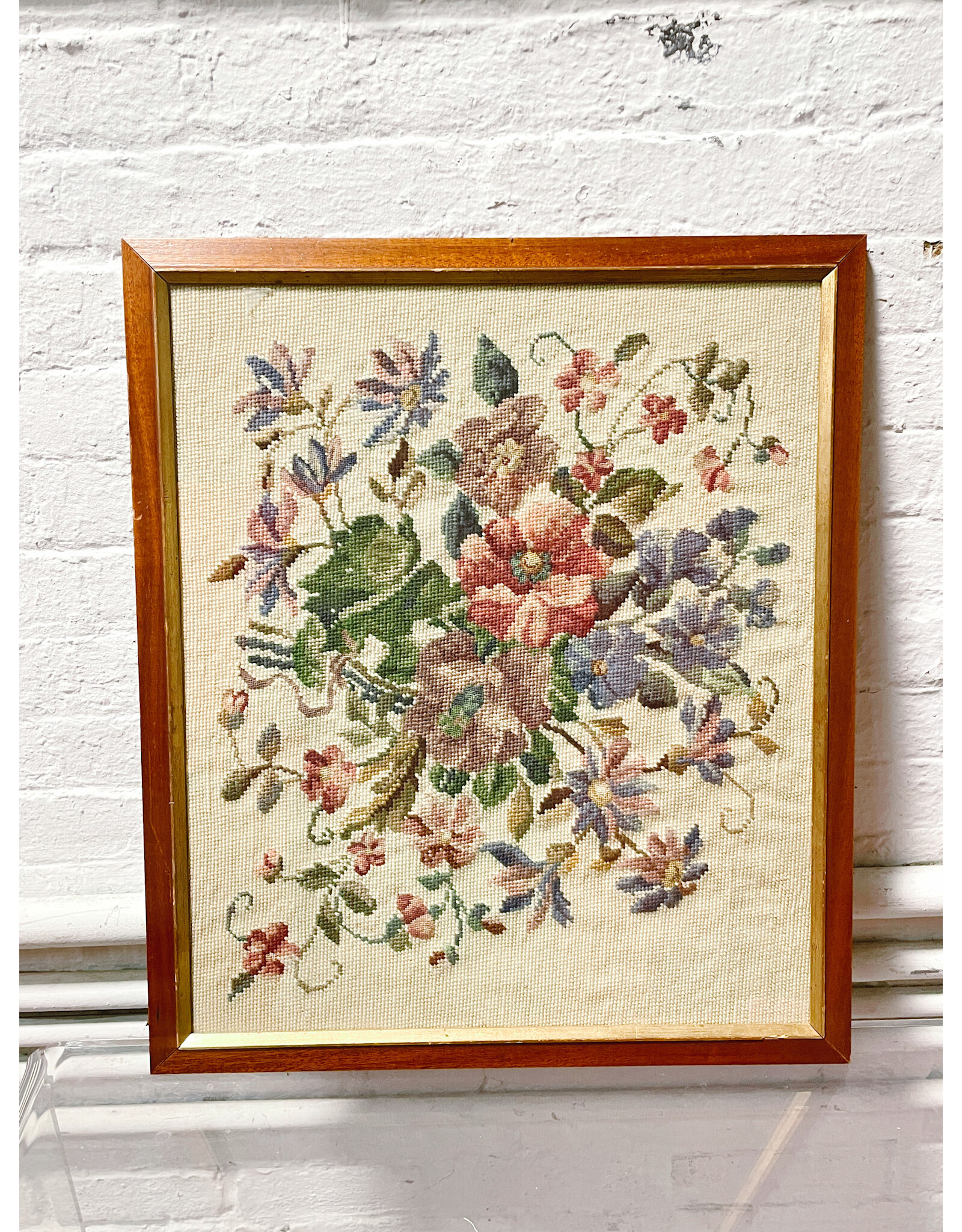 Framed Floral Needlepoint