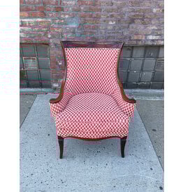 20th Century Regency Carved Lounge Chair in Red and White