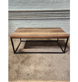 Faux Wood and Metal Base Coffee Table
