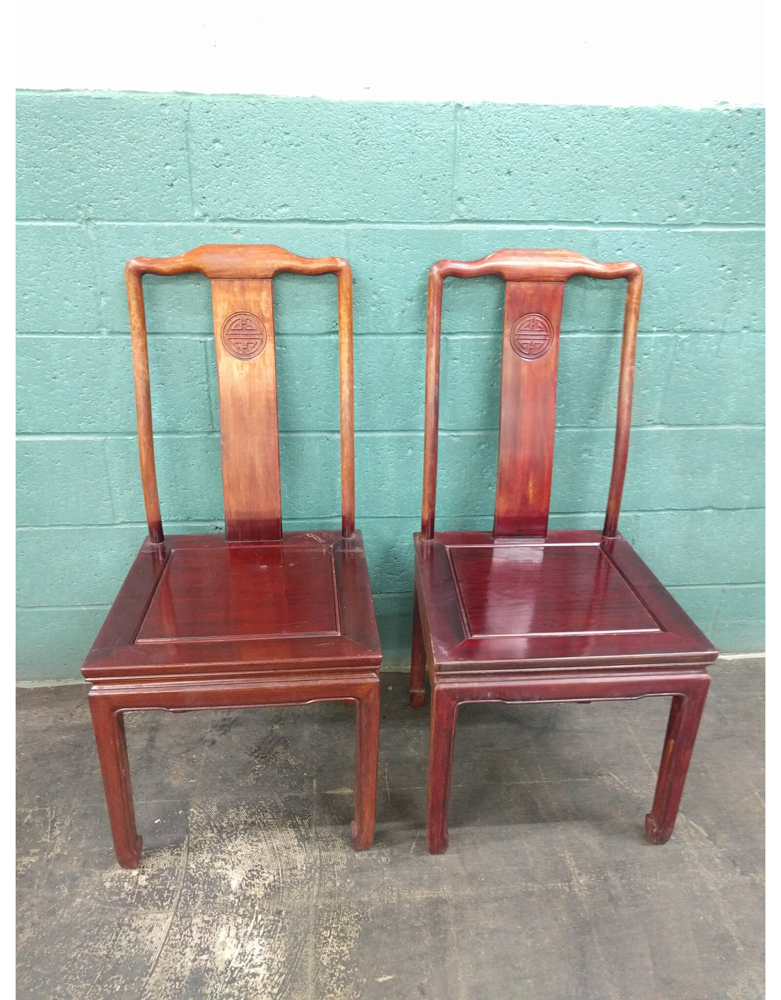 Rosewood Oriental Dining Chair with Chinese Long Life