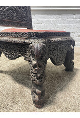 19th Century Handcarved Fret Work Teak Anglo- Indian Slipper Chair -- as is