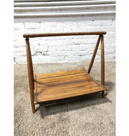 Vintage Mid-Century Wooden Magazine Rack, Folding Style
