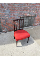 Sheraton Carved Mahogany & Red Side Chair