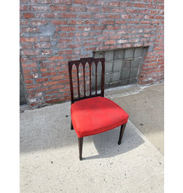 Sheraton Carved Mahogany & Red Side Chair