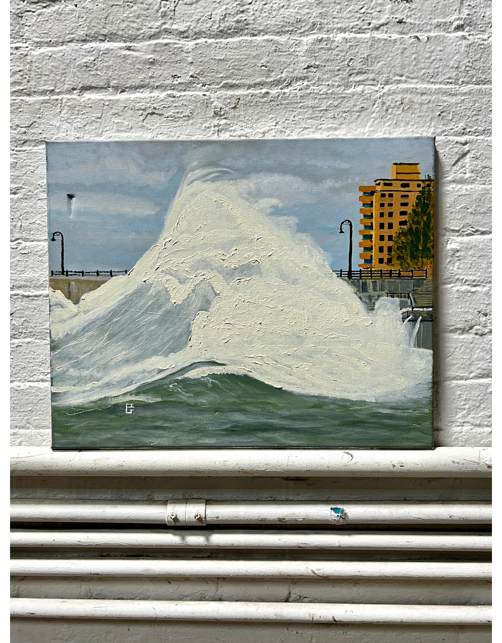 Wave Crash, oil on canvas, sgnd p.j.