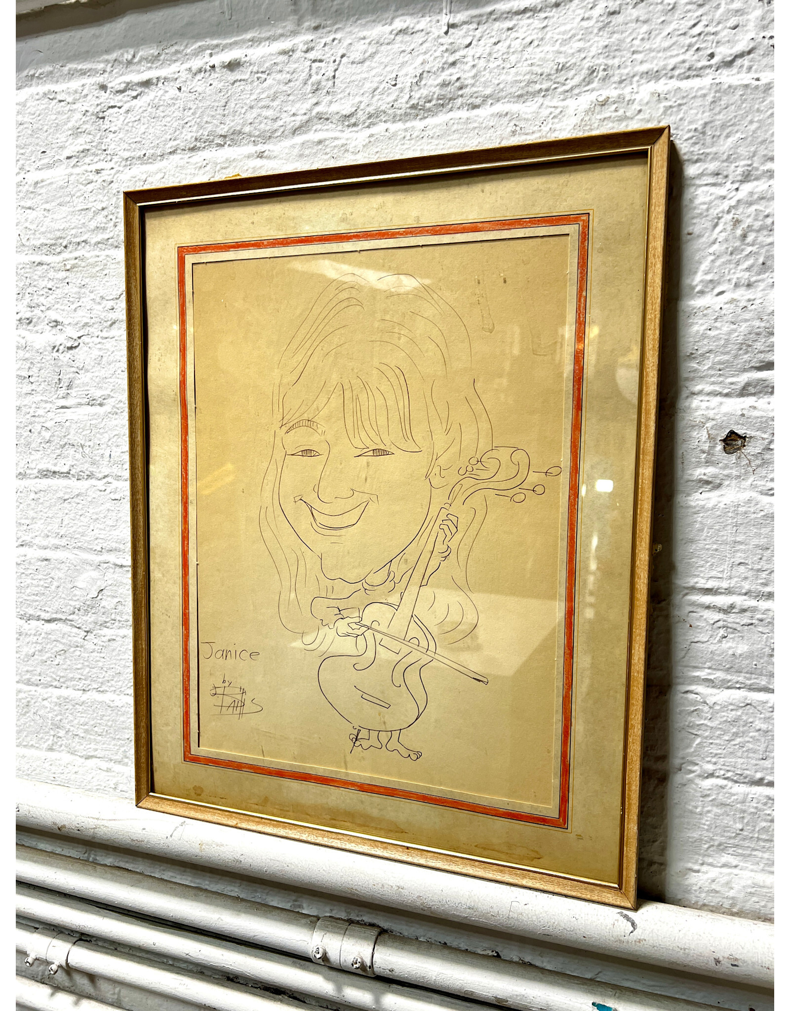 Janice, framed caricature drawing, sgnd Jon Bailis