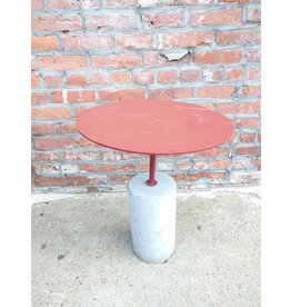 Concrete Base, Red Metal Top Side/End Table