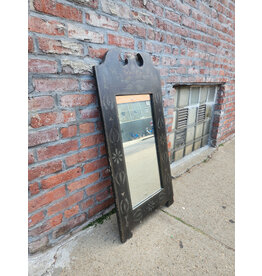 Black Floral Design Hanging Mirror