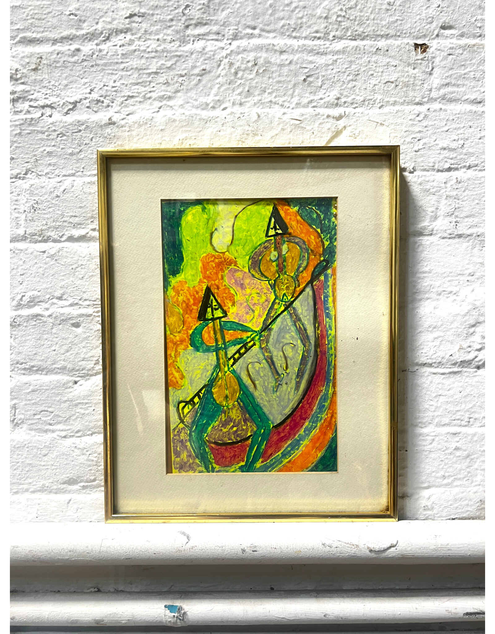 Standing Tall, framed oil pastel drawing