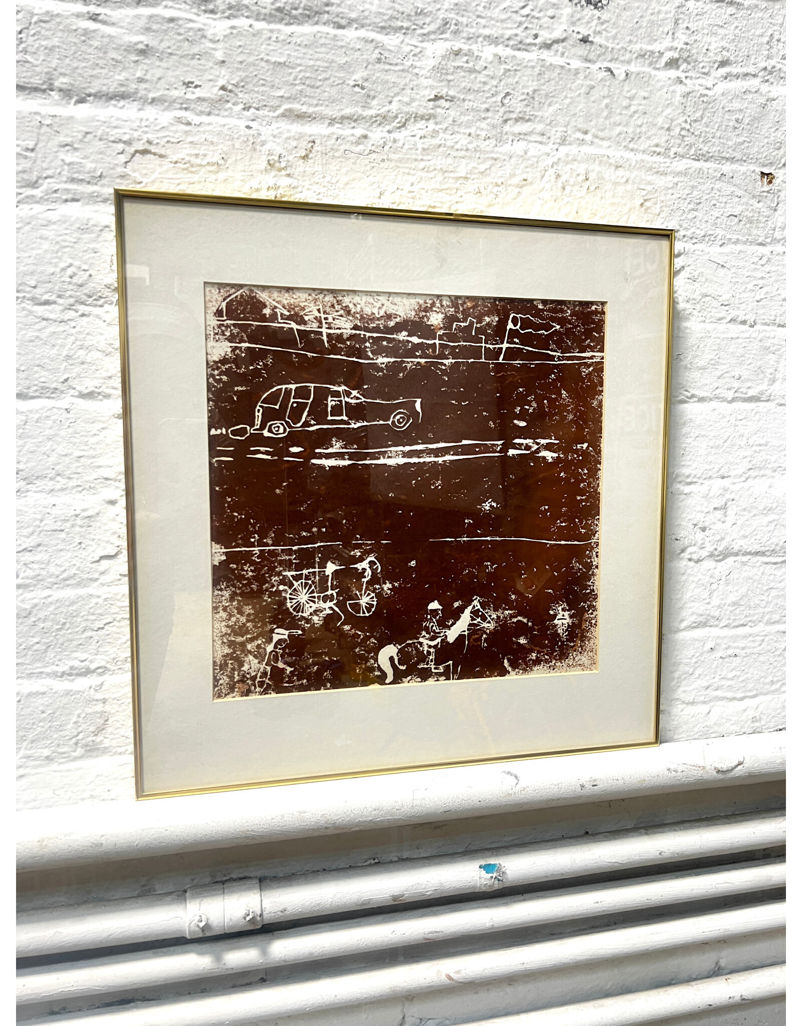 Vehicles, framed vintage print