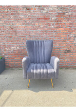 Meridian Modern Glam Living Room Arm Chair in Grey