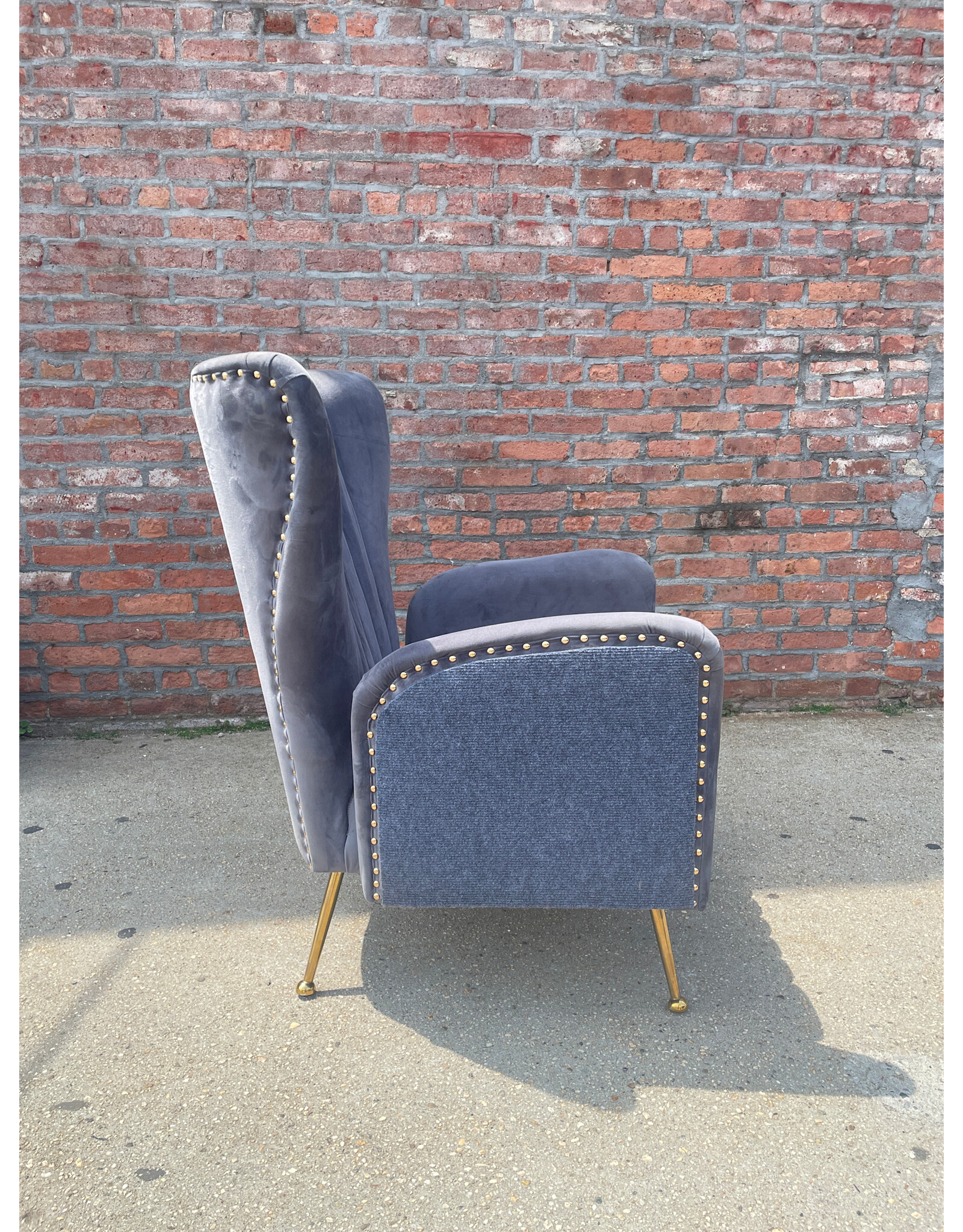 Meridian Modern Glam Living Room Arm Chair in Grey