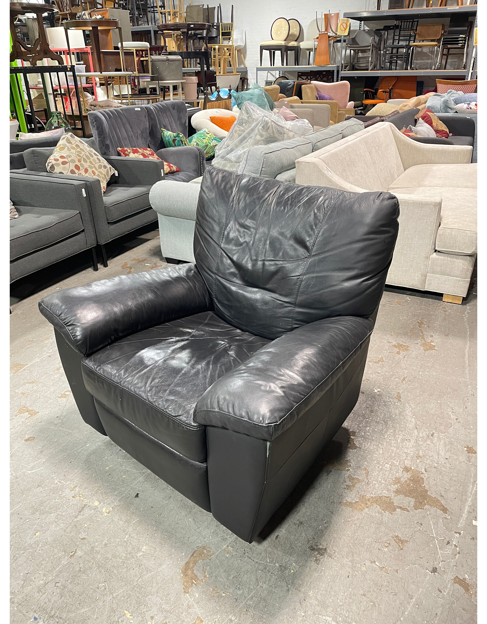 Black Faux Leather Armchair