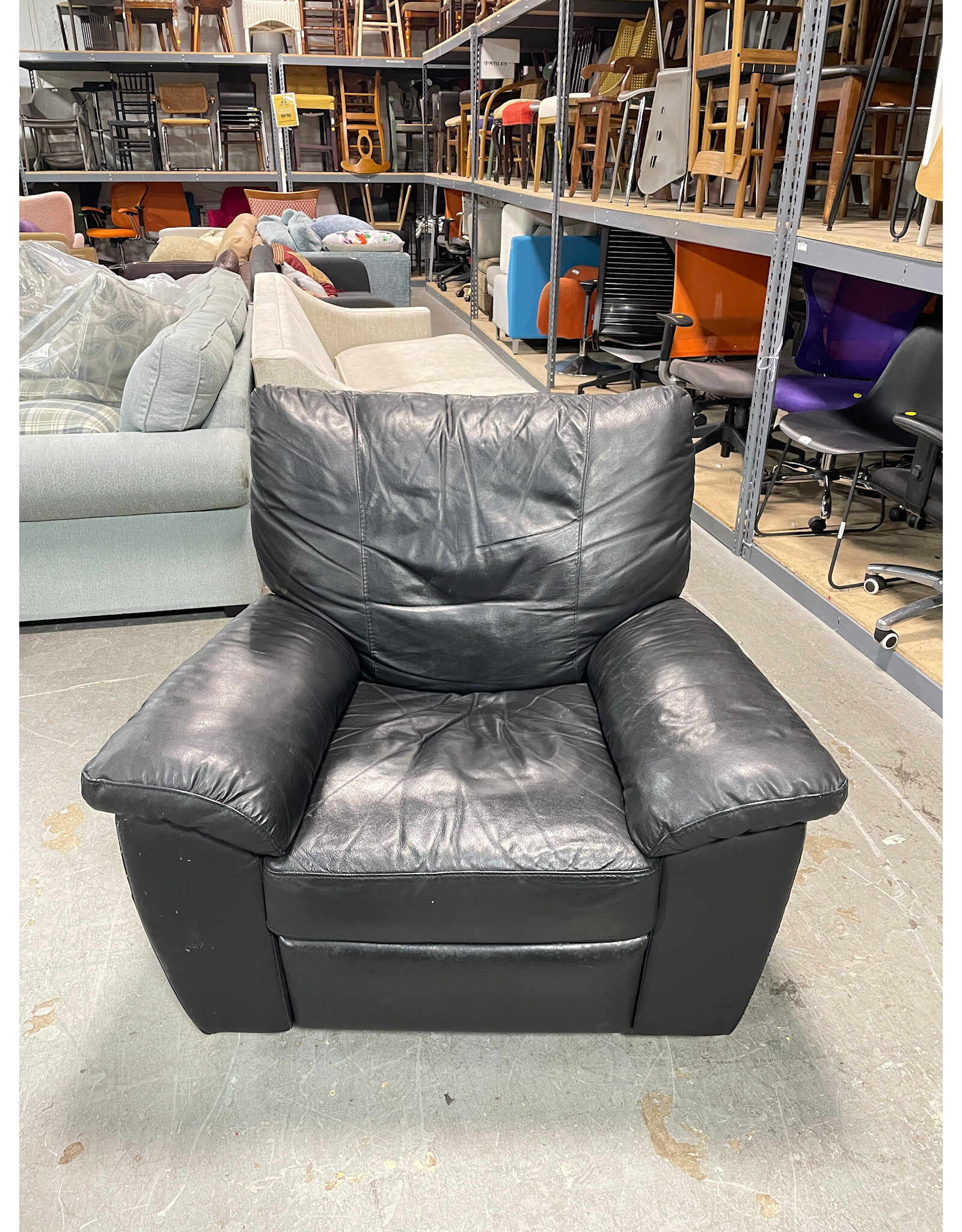 Black Faux Leather Armchair